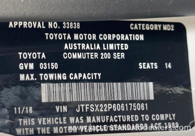 
								2016 TOYOTA HIACE VAN – 14 SEATS full									